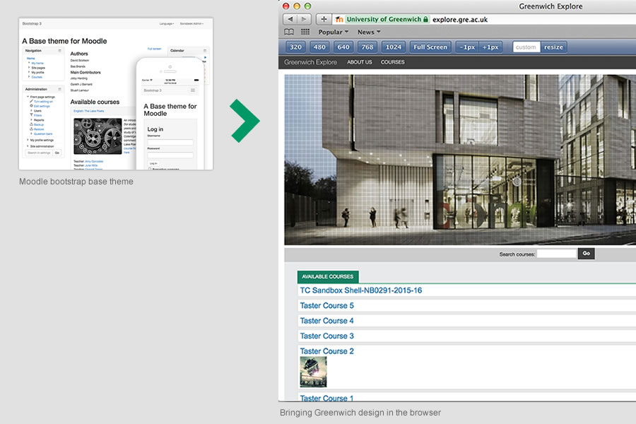 Greenwich prototyping with Moodle Bootstrap