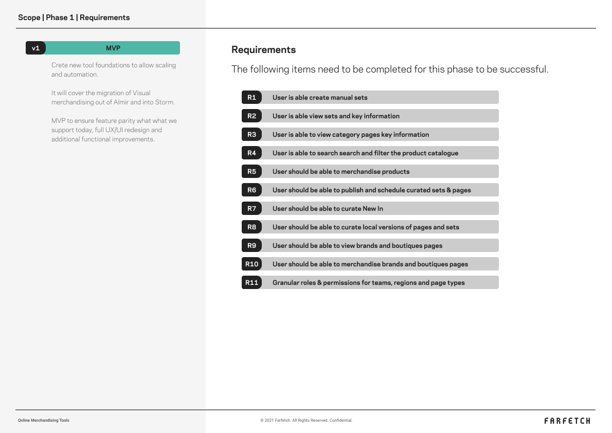 OM Phase 1 requirements